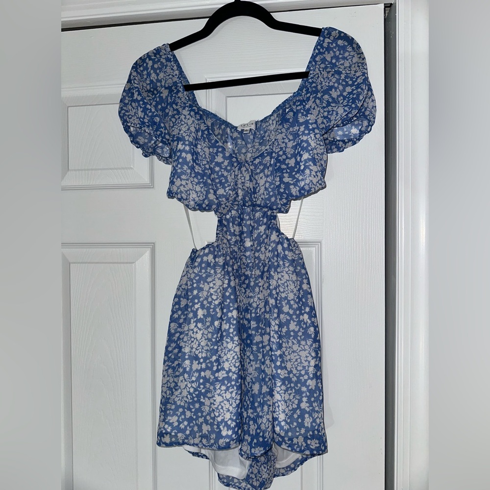 Blue and White floral romper